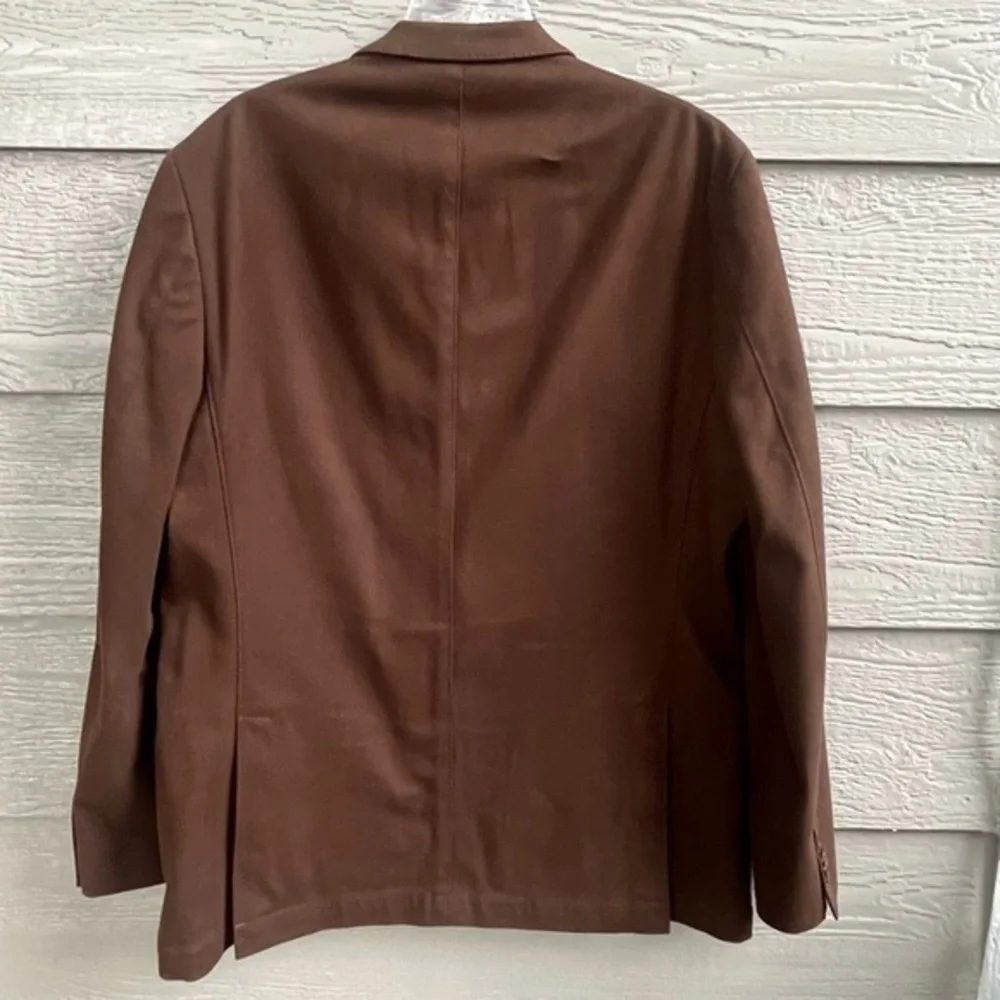 Kroon Luxury Men 46 Brown Cotton Jacket Double Vent‎ 2 Button Blazer